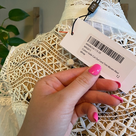 Karen Millen NWT Cotton Voile Cutout Prairie Boho Bridal Dress UK 12/US 10/EU 40 - Picture 9 of 12